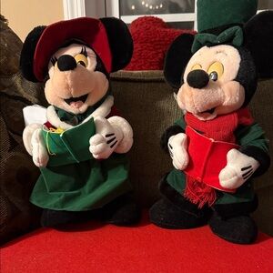 Disney Christmas Caroling Mickey and Minnie Plush Decor - Red, Green, Black
